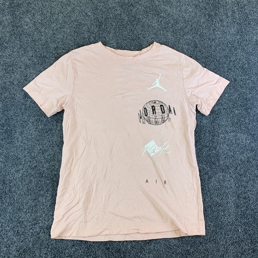 Jordan T Shirt Boys Medium 10-12 Pink Graphic Print Logo Cotton Standard Fit